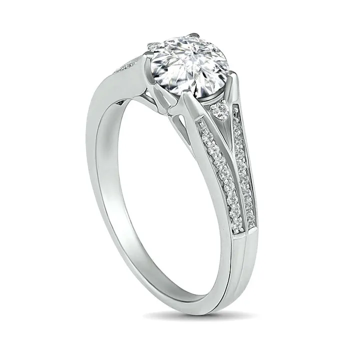 Goldia Rings 60mm LabCreated White Sapphire Split Shank Ring in Sterling Silver Goldia Rings 60mm LabCreated White Sapphire Split Shank Ring in Sterling Silver