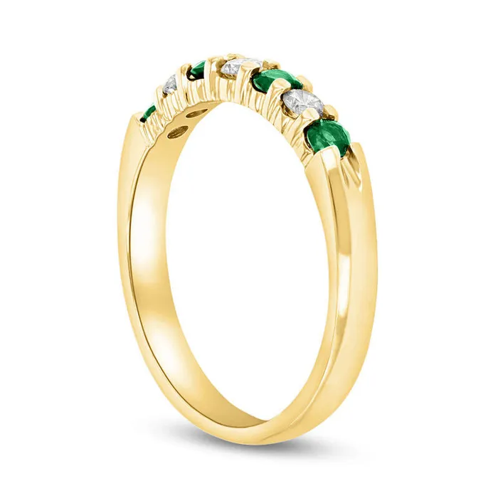 Goldia Rings Emerald and 020 CT TW Natural Diamond Seven Stone Band in Solid 14K Gold Goldia Rings Emerald and 020 CT TW Natural Diamond Seven Stone Band in Solid 14K Gold