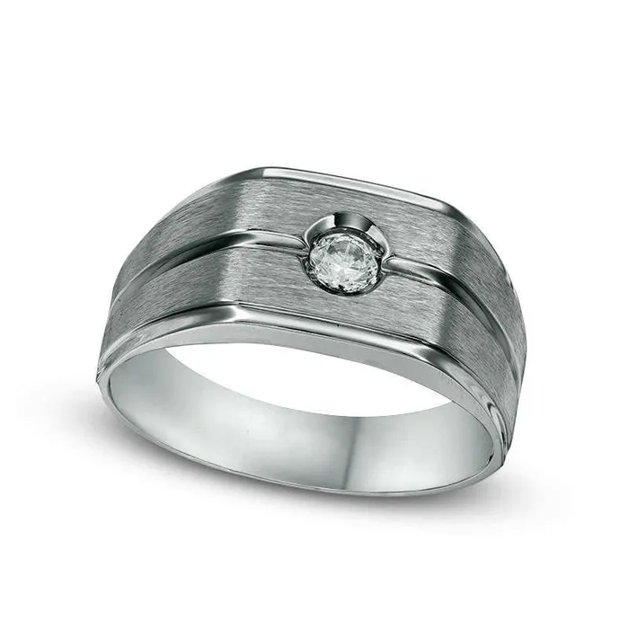 Goldia Rings Mens 020 CT Natural Clarity Enhanced Diamond Solitaire Brushed Wedding Band in Solid 14K White Gold Goldia Rings Mens 020 CT Natural Clarity Enhanced Diamond Solitaire Brushed Wedding Band in Solid 14K White Gold