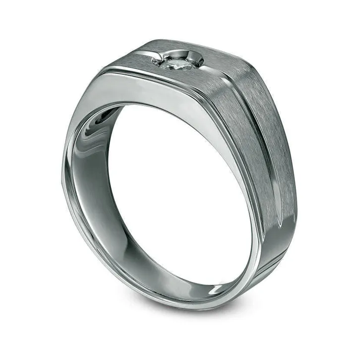 Goldia Rings Mens 020 CT Natural Clarity Enhanced Diamond Solitaire Brushed Wedding Band in Solid 14K White Gold Goldia Rings Mens 020 CT Natural Clarity Enhanced Diamond Solitaire Brushed Wedding Band in Solid 14K White Gold