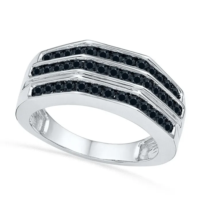 Goldia Rings Mens 10 CT TW Enhanced Black Natural Diamond Wedding Band in Sterling Silver Goldia Rings Mens 10 CT TW Enhanced Black Natural Diamond Wedding Band in Sterling Silver