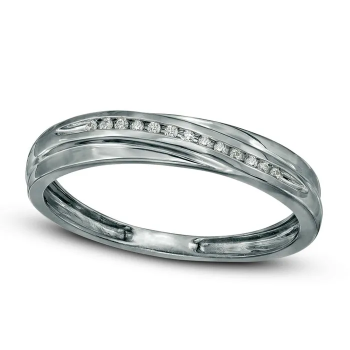 Goldia Rings Mens 120 Natural Diamond Slant Wedding Band in Solid 10K White Gold Goldia Rings Mens 120 Natural Diamond Slant Wedding Band in Solid 10K White Gold