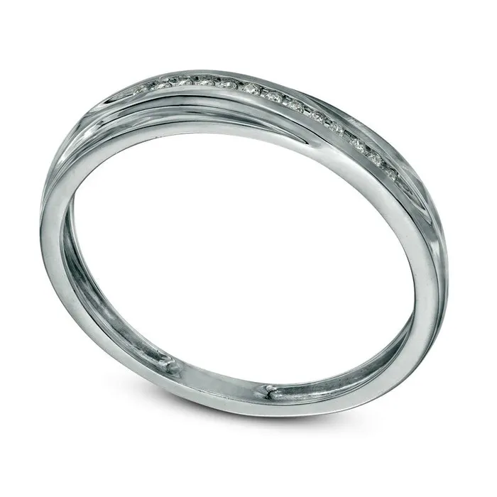 Goldia Rings Mens 120 Natural Diamond Slant Wedding Band in Solid 10K White Gold Goldia Rings Mens 120 Natural Diamond Slant Wedding Band in Solid 10K White Gold