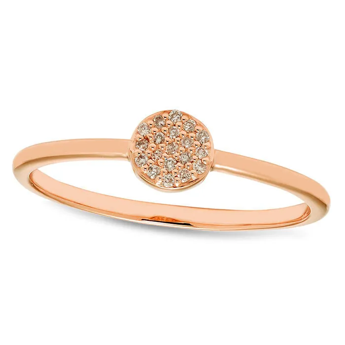 Goldia Rings Natural Diamond Accent Circle Ring in Solid 10K Rose Gold