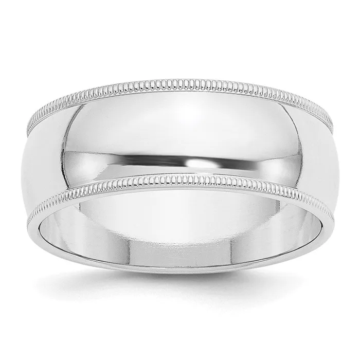 Goldia Rings Solid 10K White Gold 8mm Milgrain Half Round MensWomens Wedding Band Ring Size 9 Goldia Rings Solid 10K White Gold 8mm Milgrain Half Round MensWomens Wedding Band Ring Size 9