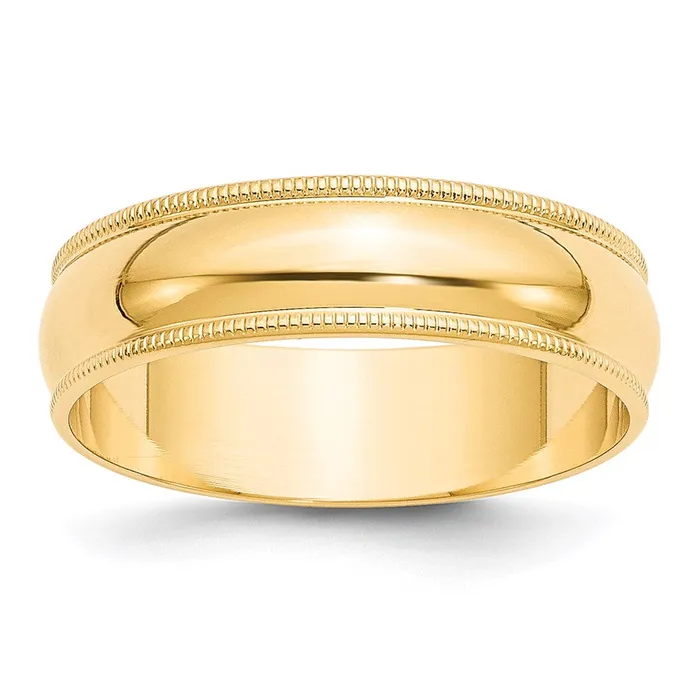 Goldia Rings Solid 10K Yellow Gold 6mm Light Weight Milgrain Half Round MensWomens Wedding Band Ring Size 10 Goldia Rings Solid 10K Yellow Gold 6mm Light Weight Milgrain Half Round MensWomens Wedding Band Ring Size 10