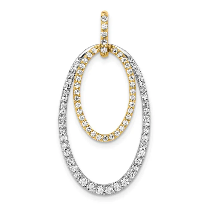 Goldia Rings Solid 14k Twotone 12ct Simulated CZ Double Oval Pendant