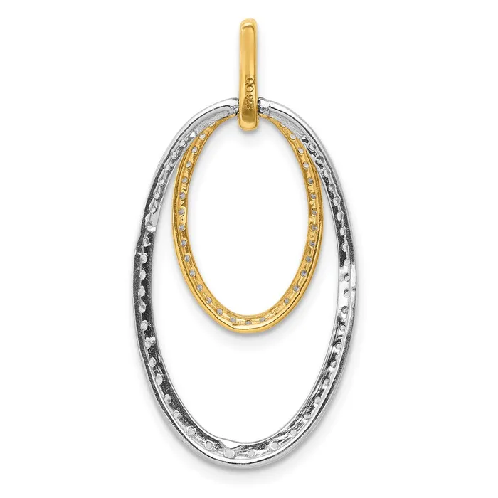 Goldia Rings Solid 14k Twotone 12ct Simulated CZ Double Oval Pendant Goldia Rings Solid 14k Twotone 12ct Simulated CZ Double Oval Pendant