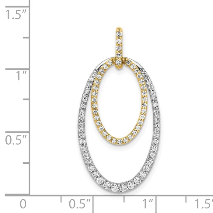 Goldia Rings Solid 14k Twotone 12ct Simulated CZ Double Oval Pendant Goldia Rings Solid 14k Twotone 12ct Simulated CZ Double Oval Pendant