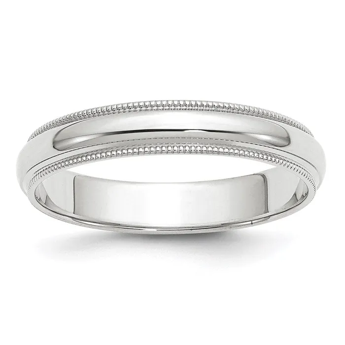Goldia Rings Solid 14K White Gold 4mm Milgrain Half Round MensWomens Wedding Band Ring Size 135 Goldia Rings Solid 14K White Gold 4mm Milgrain Half Round MensWomens Wedding Band Ring Size 135