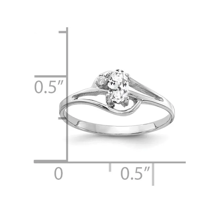 Goldia Rings Solid 14k White Gold 5x3mm Oval Cubic Zirconia A Simulated CZ Ring