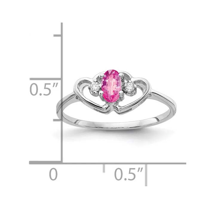 Goldia Rings Solid 14k White Gold 5x3mm Oval PinK Simulated Sapphire A CZ Ring