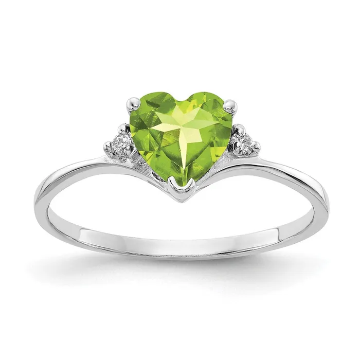 Goldia Rings Solid 14k White Gold 6mm Heart Simulated Peridot A CZ Ring