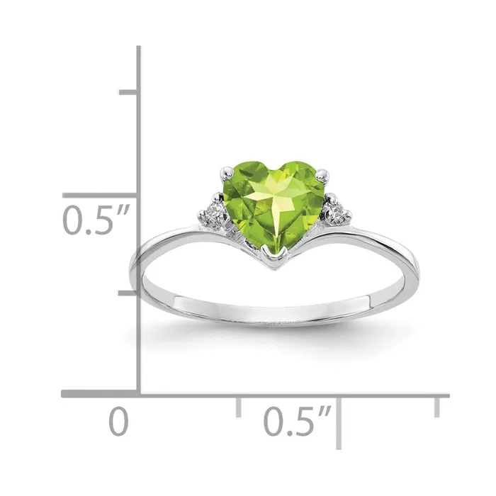 Goldia Rings Solid 14k White Gold 6mm Heart Simulated Peridot A CZ Ring