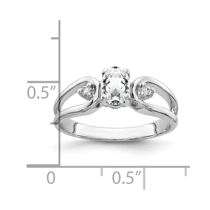 Goldia Rings Solid 14k White Gold 6x4mm Oval Cubic Zirconia A Simulated CZ Ring