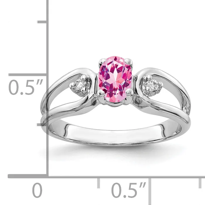 Goldia Rings Solid 14k White Gold 6x4mm Oval PinK Simulated Sapphire AA CZ Ring
