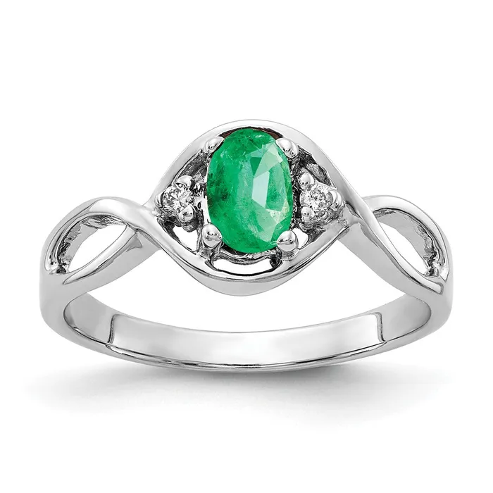 Goldia Rings Solid 14k White Gold 6x4mm Oval Simulated Emerald A CZ Ring Goldia Rings Solid 14k White Gold 6x4mm Oval Simulated Emerald A CZ Ring