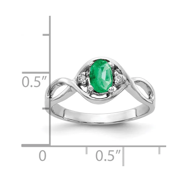 Goldia Rings Solid 14k White Gold 6x4mm Oval Simulated Emerald A CZ Ring