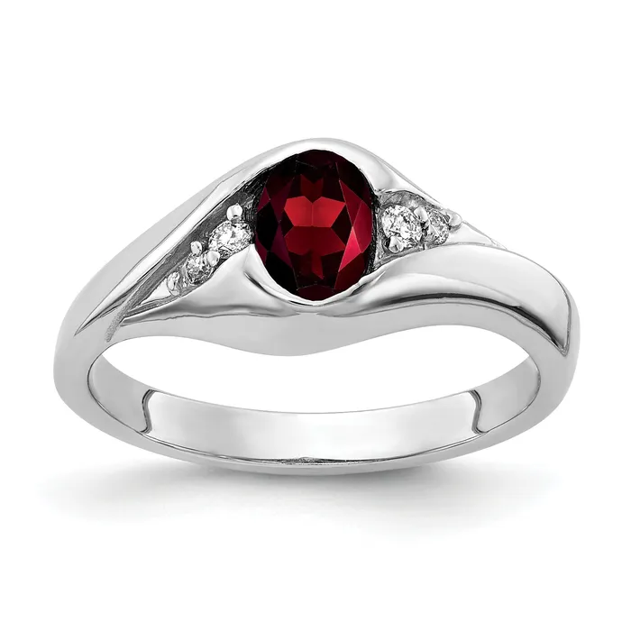 Goldia Rings Solid 14k White Gold 6x4mm Oval Simulated Garnet ChecKer VS CZ Ring Goldia Rings Solid 14k White Gold 6x4mm Oval Simulated Garnet ChecKer VS CZ Ring