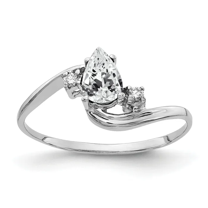 Goldia Rings Solid 14k White Gold 6x4mm Pear Cubic Zirconia AAA Simulated CZ Ring Goldia Rings Solid 14k White Gold 6x4mm Pear Cubic Zirconia AAA Simulated CZ Ring