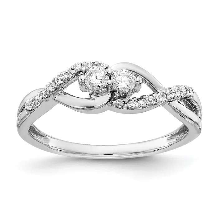 Goldia Rings Solid 14k White Gold Simulated CZ Fancy Ring