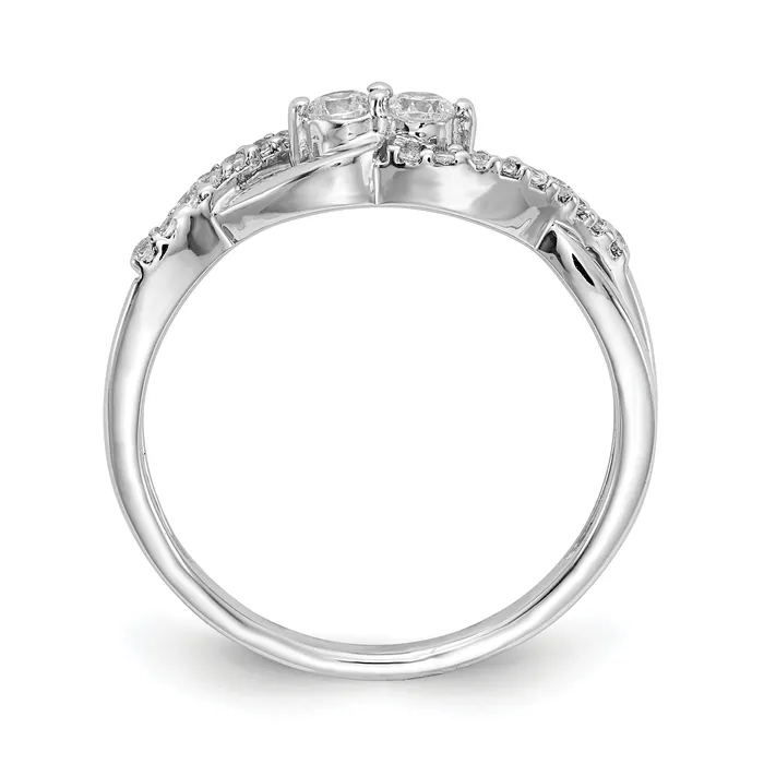 Goldia Rings Solid 14k White Gold Simulated CZ Fancy Ring