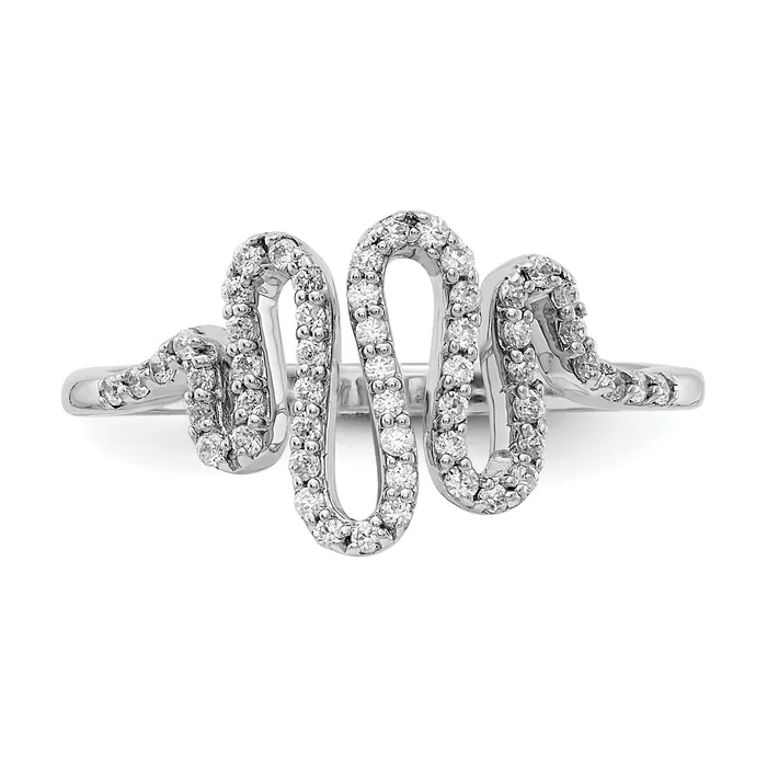 Goldia Rings Solid 14k White Gold Simulated CZ Fancy Ring