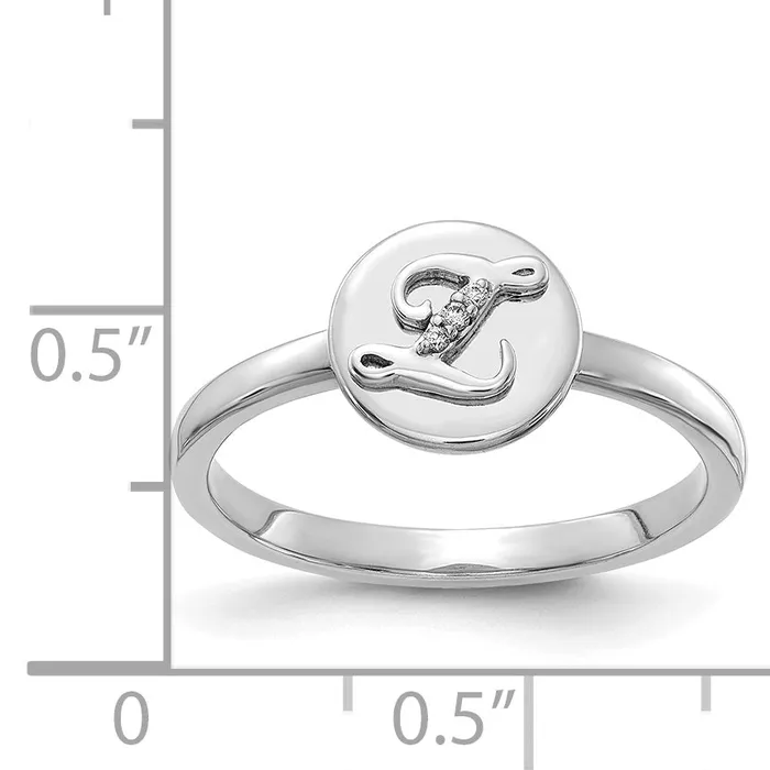 Goldia Rings Solid 14k White Gold Simulated CZ Initial Z Ring