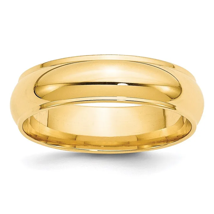 Goldia Rings Solid 14K Yellow Gold 6mm Half Round with Edge MensWomens Wedding Band Ring Size 9 Goldia Rings Solid 14K Yellow Gold 6mm Half Round with Edge MensWomens Wedding Band Ring Size 9