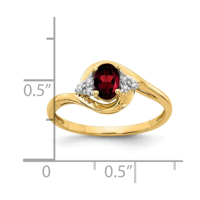 Goldia Rings Solid 14k Yellow Gold Simulated Garnet and CZ Ring