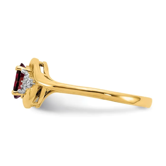 Goldia Rings Solid 14k Yellow Gold Simulated Garnet and CZ Ring