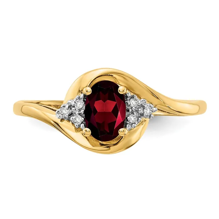 Goldia Rings Solid 14k Yellow Gold Simulated Garnet and CZ Ring