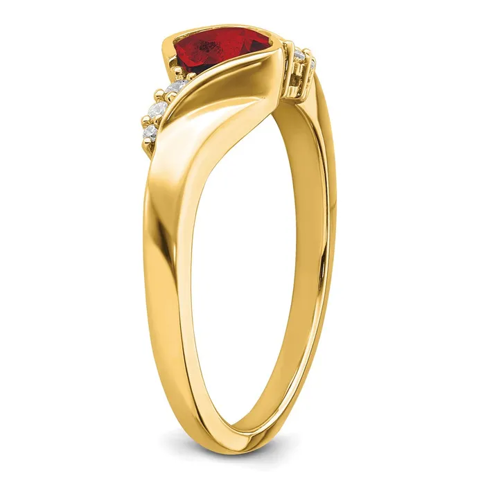 Goldia Rings Solid 14k Yellow Gold Simulated Garnet and CZ Ring