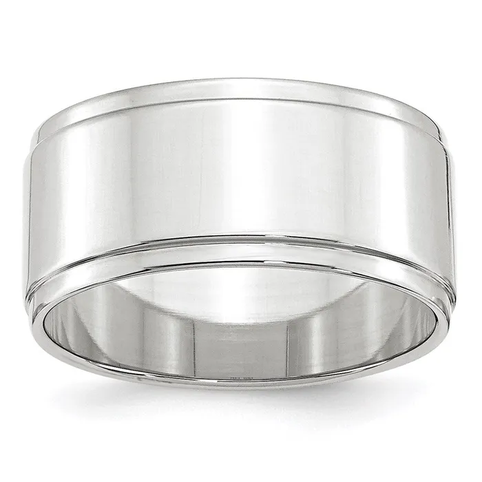 Goldia Rings Solid 18K White Gold 10mm Flat with Step Edge MensWomens Wedding Band Ring Size 6 Goldia Rings Solid 18K White Gold 10mm Flat with Step Edge MensWomens Wedding Band Ring Size 6