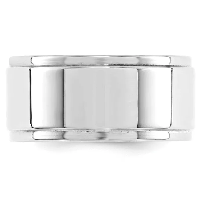 Goldia Rings Solid 18K White Gold 10mm Flat with Step Edge MensWomens Wedding Band Ring Size 6 Goldia Rings Solid 18K White Gold 10mm Flat with Step Edge MensWomens Wedding Band Ring Size 6