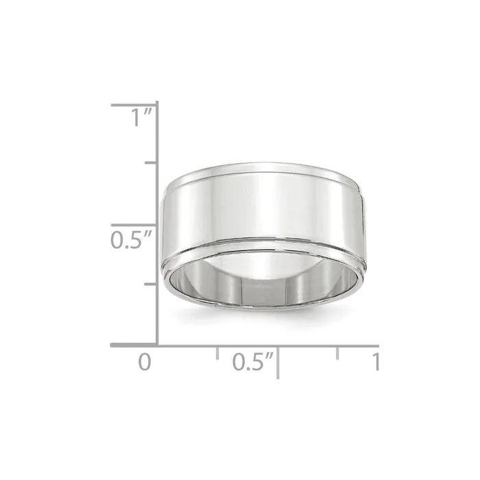 Goldia Rings Solid 18K White Gold 10mm Flat with Step Edge MensWomens Wedding Band Ring Size 6 Goldia Rings Solid 18K White Gold 10mm Flat with Step Edge MensWomens Wedding Band Ring Size 6
