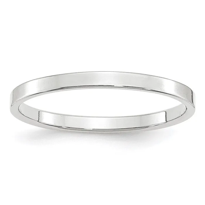 Goldia Rings Solid 18K White Gold 2mm Light Weight Flat MensWomens Wedding Band Ring Size 75 Goldia Rings Solid 18K White Gold 2mm Light Weight Flat MensWomens Wedding Band Ring Size 75