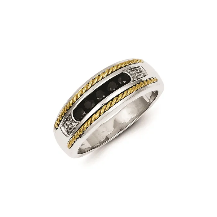 Goldia Rings Sterling Silver and Gold Plated Black u0026 White Diamond Mens Ring Goldia Rings Sterling Silver and Gold Plated Black u0026 White Diamond Mens Ring