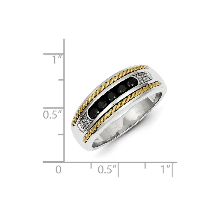 Goldia Rings Sterling Silver and Gold Plated Black u0026 White Diamond Mens Ring
