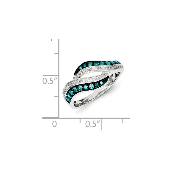 Goldia Rings Sterling Silver Blue and White Diamond Swirl Ring