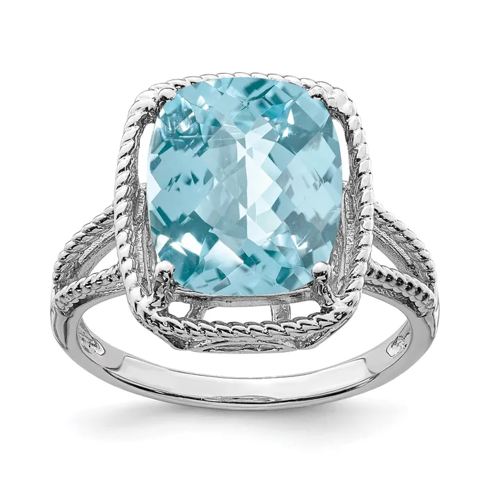 Goldia Rings Sterling Silver Rhodium CheckerCut Sky Blue Topaz Gemstone Birthstone Ring Fine Jewelry Gift for Her Goldia Rings Sterling Silver Rhodium CheckerCut Sky Blue Topaz Gemstone Birthstone Ring Fine Jewelry Gift for Her