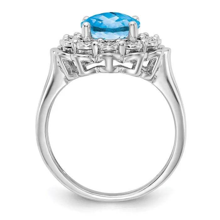 Goldia Rings Sterling Silver Rhodium Diamond u0026 CheckerCut Blue Topaz Ring