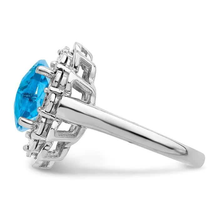 Goldia Rings Sterling Silver Rhodium Diamond u0026 CheckerCut Blue Topaz Ring