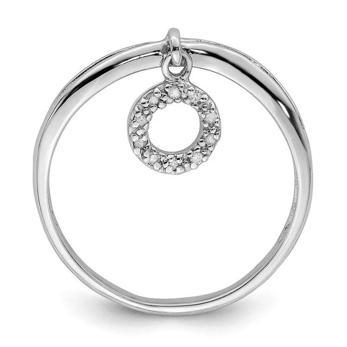 Goldia Rings Sterling Silver Rhodium Plated Diamond Circle Dangle Ring