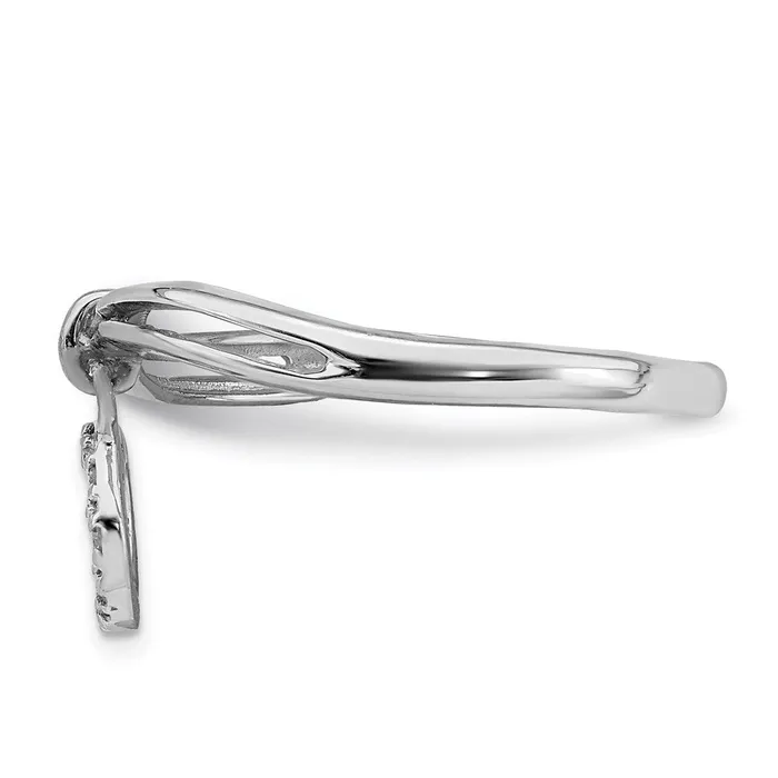 Goldia Rings Sterling Silver Rhodium Plated Diamond Circle Dangle Ring