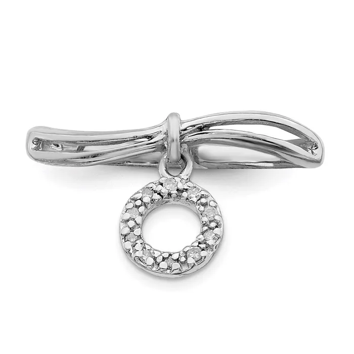 Goldia Rings Sterling Silver Rhodium Plated Diamond Circle Dangle Ring