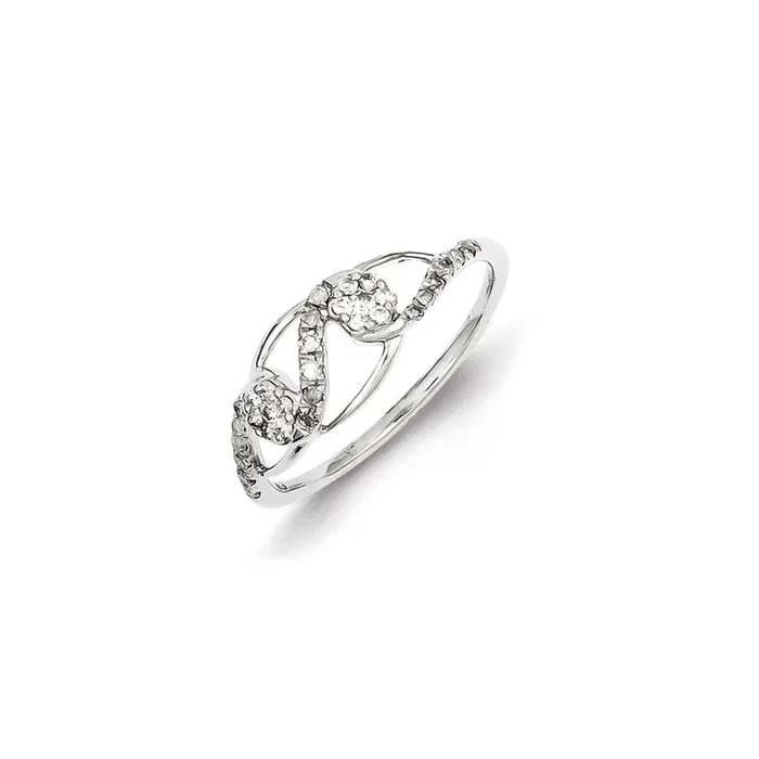 Goldia Rings Sterling Silver Rhodium Plated Diamond Ring