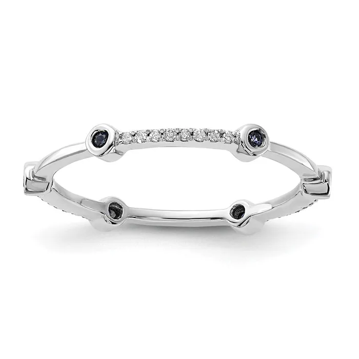 Goldia Rings Sterling Silver Stack Expressions Polished Created Sapphire u0026 Diamond Ring Goldia Rings Sterling Silver Stack Expressions Polished Created Sapphire u0026 Diamond Ring