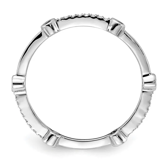 Goldia Rings Sterling Silver Stack Expressions Polished Created Sapphire u0026 Diamond Ring
