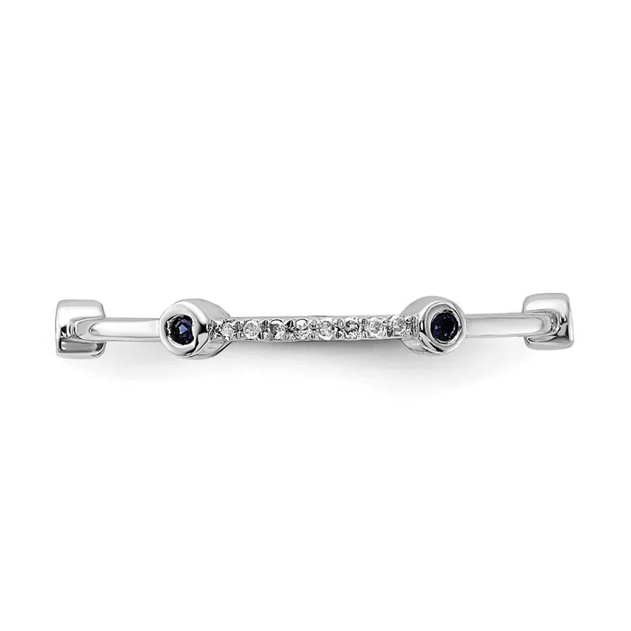 Goldia Rings Sterling Silver Stack Expressions Polished Created Sapphire u0026 Diamond Ring